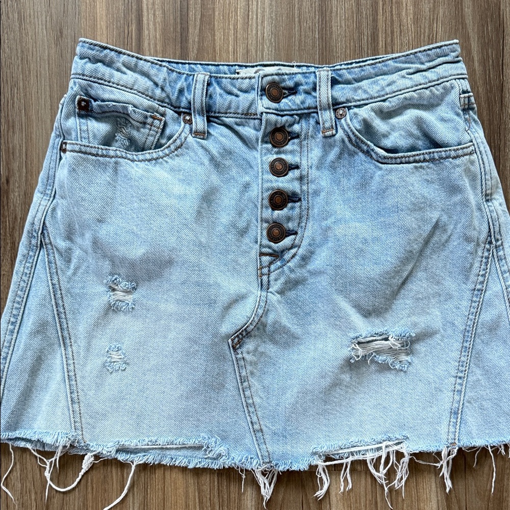 We The Free Free People Denim Distressed Mini Skirt Size 26